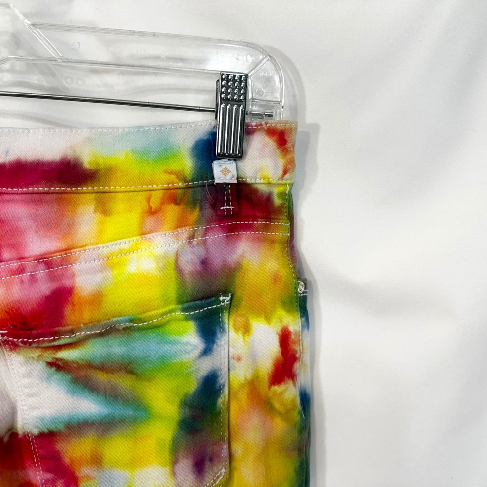 Lee Size 12 Jeans Handmade Tie Dye Jeans High Rise Straight Leg Festival 636 - Picture 9 of 11